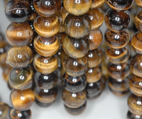 14MM COGNAC TIGER EYE GEMSTONE GRADE B ROUND LOOSE BEADS 7.5inch - Picture 3 of 4