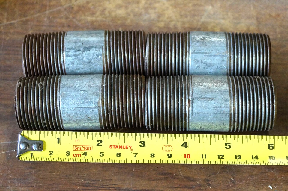 Lot of 4:  Schedule-40 Galvanized Pipe Nipples  1" (1-inch) NPT x 3" Long - Image 3 of 4