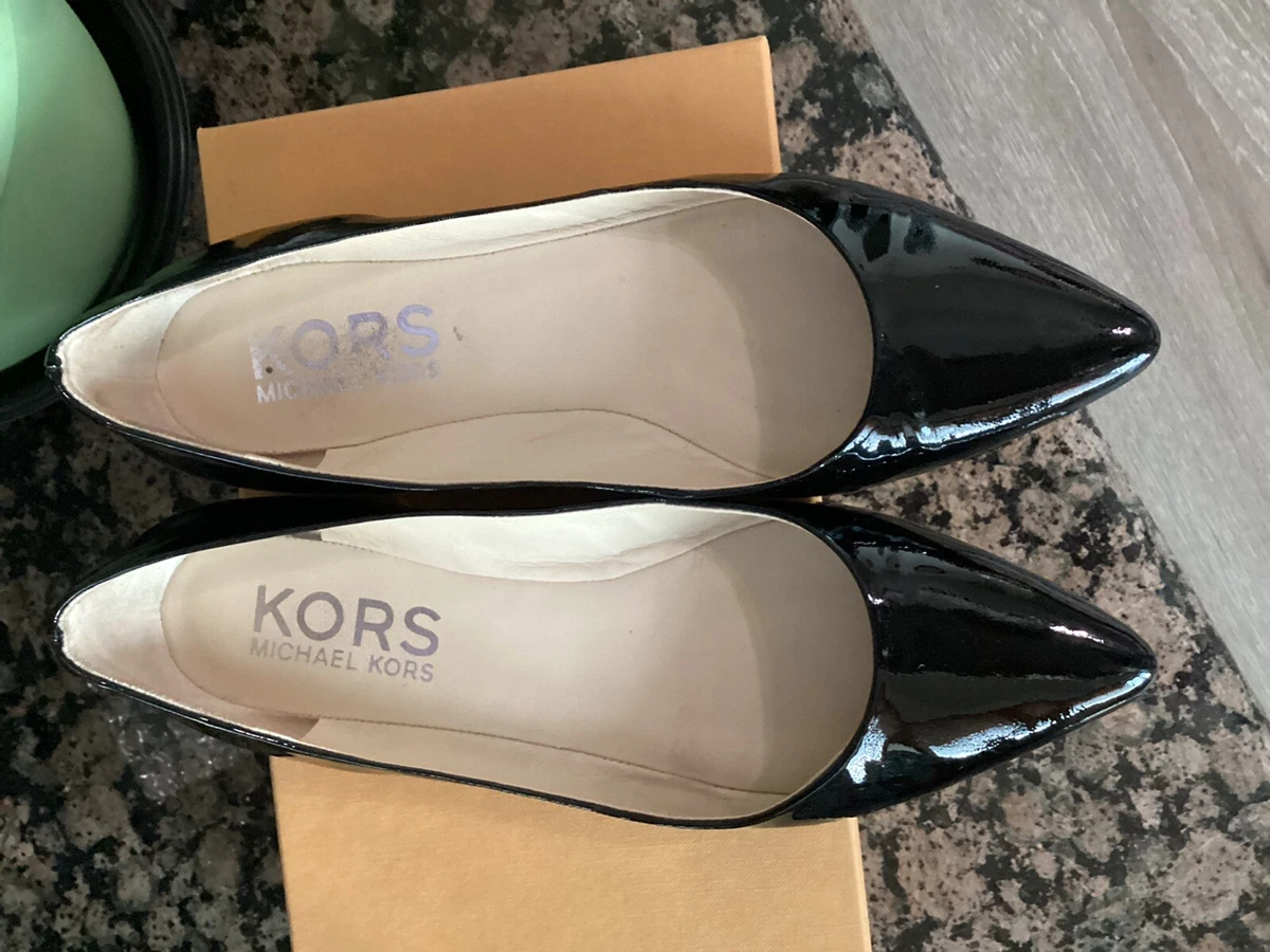 Michael kors black patent leather best sale flats