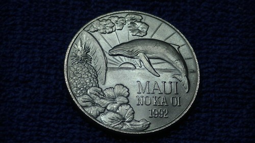 1992 MAUI NO KA OI HAWAII TRADE DOLLAR TOKEN UNCIRCULATED THE VALLEY ISLE - Picture 4 of 19