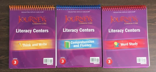 JOURNEYS Literacy Centers 3rd Grade Level 3 Flip Charts HMH Set of 3 FREE ship.