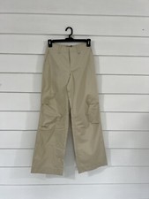 New Zara Wide Straight leg PANTS Trousers Beige Sand Size XS Waist 26 Y201