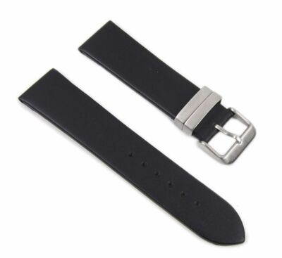 Eulit Iron Loop Uhrenarmband  24mm | Leder ohne Naht schwarz 23857S