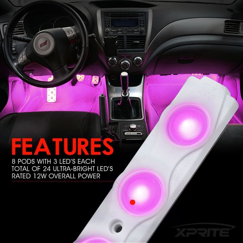Xprite 8 piezas Kit de luces LED de roca púrpura camioneta de carga iluminación de cama con interruptor - Imagen 5 de 7