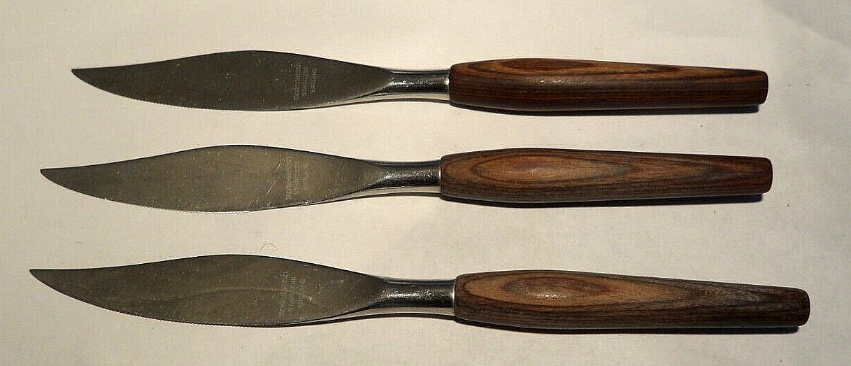 Three Vintage Mode Danish Stainless Steak Knives