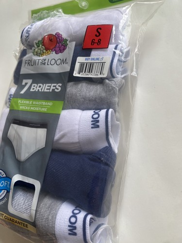 Fruit of the Loom Boy’s S Small 6-8 Underwear Briefs 6pk Tag Free New Open Pack - Picture 3 of 6