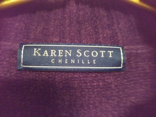 KAREN SCOTT Chenille Sweater Large NWOT Purple Colorblock Mock Neck L/S Pullover - Picture 4 of 4