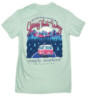 #ad #ad Small Simply Southern Don’t Look Back Not Going That Way Van Green T Shirt Women $16.79