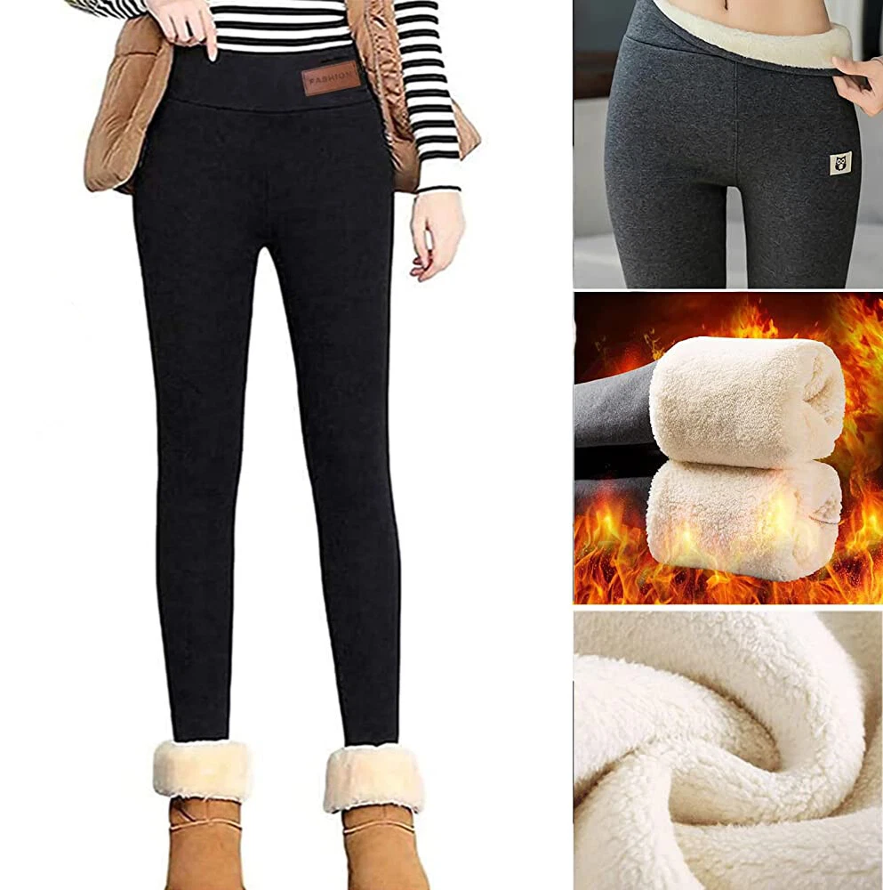 Women's Winter Warm Fleece Lined Legging Thick Full Length Slim Thermal  Pants US