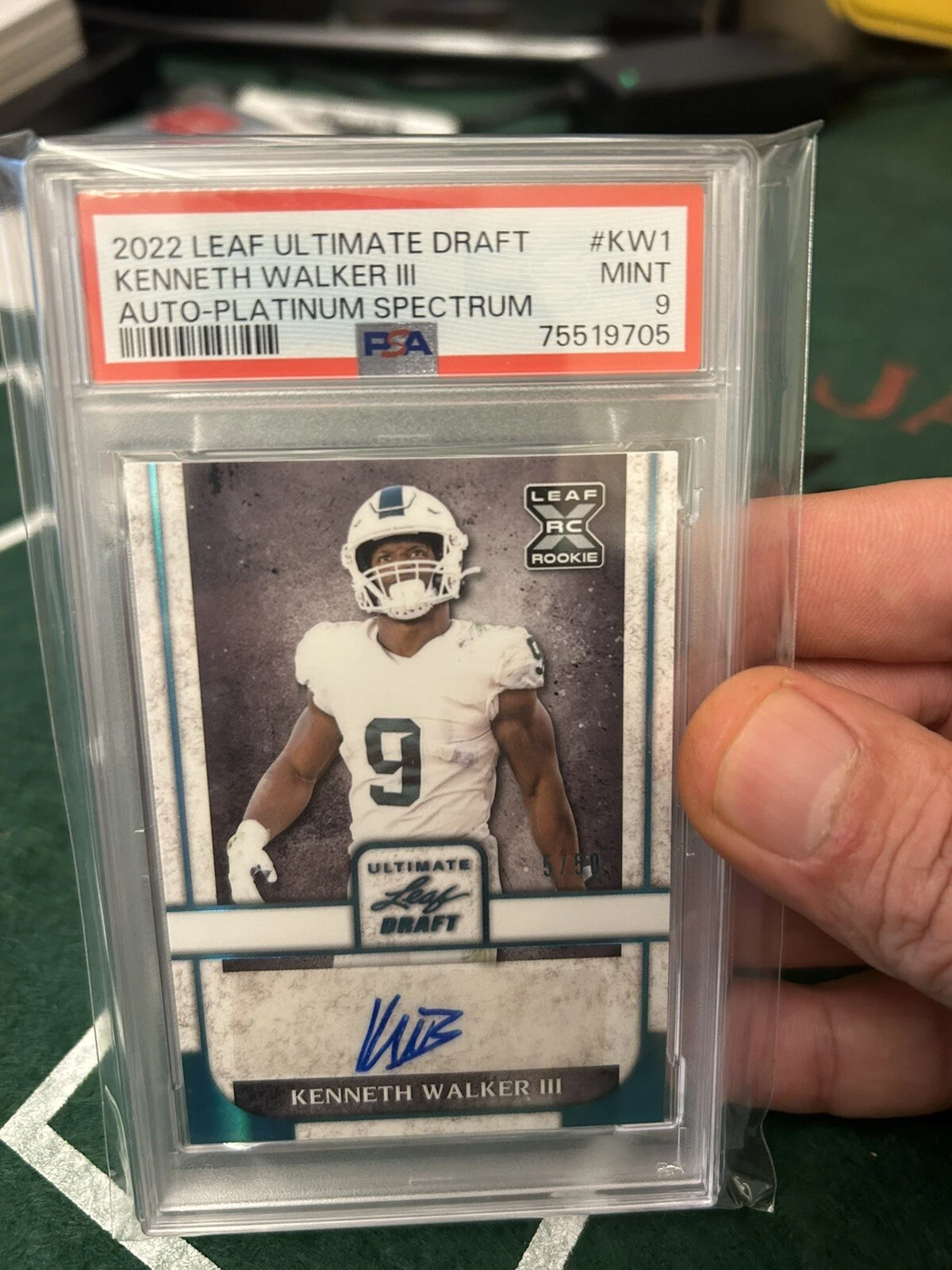 Kenneth Walker III Leaf Ultimate Draft Autographs #KW1 Platinum Spectrum
