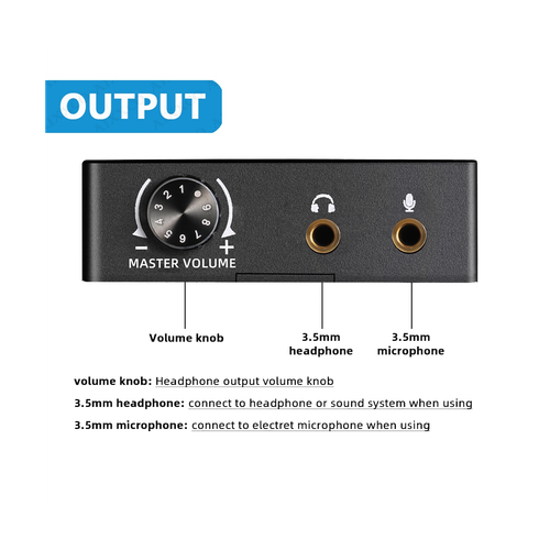 Hot USB Sound Card For PC PS4 PS5 Android OS With Volume Bass Control For PS4 PC - Picture 3 of 4