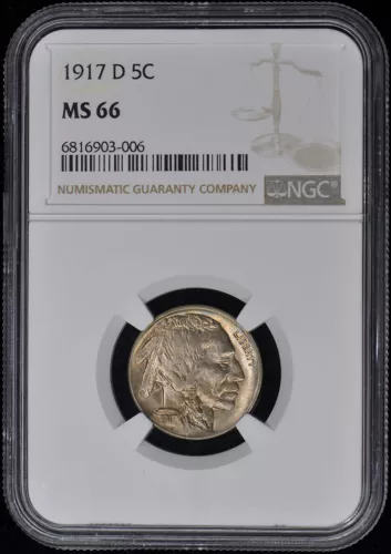 1917-D Buffalo Nickel Type 2 5C NGC MS66