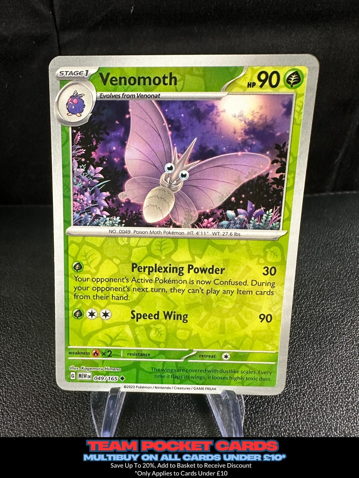 Venomoth 049/165 Reverse Holo, Pokemon 151, NM
