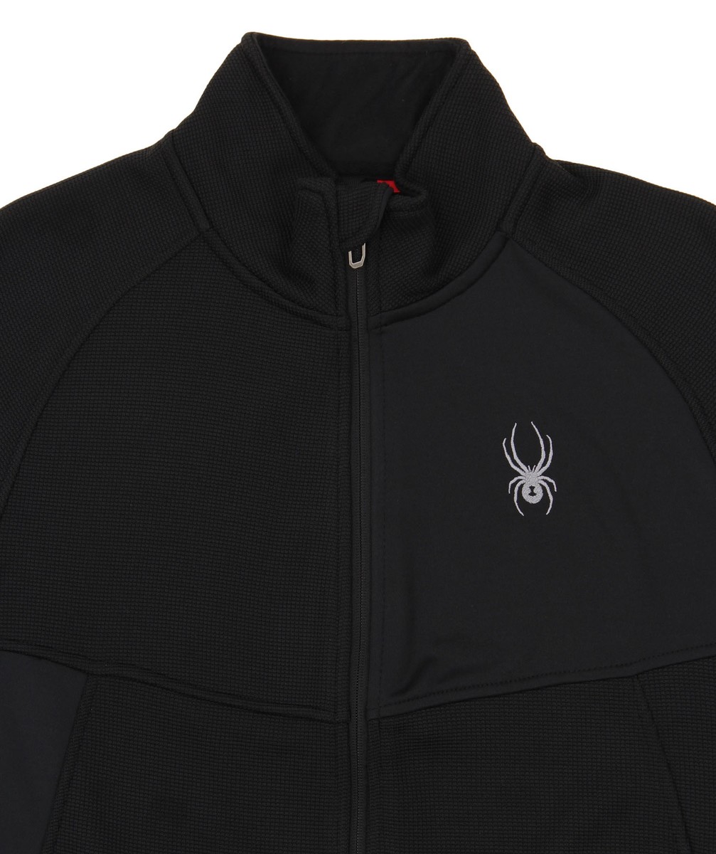 Spyder Mens Black Color Block Full Zip Sweater Jacket Ski Size