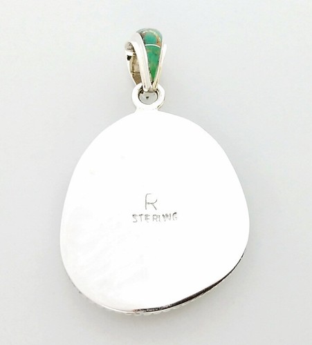 SQUISITO CIONDOLO ARTIGIANALE AUTENTICO CABOCHON TURCHESE .925 ARGENTO STERLING - Foto 3 di 4