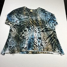 Jess & Jane Knit Top Safari Artsy Boho Chic Shirt 3/4 Sleeve MEDIUM Made in USA
