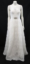 Adrianna Papell White Strapless Tulle Ball Gown Wedding Dress Size 8 PD108