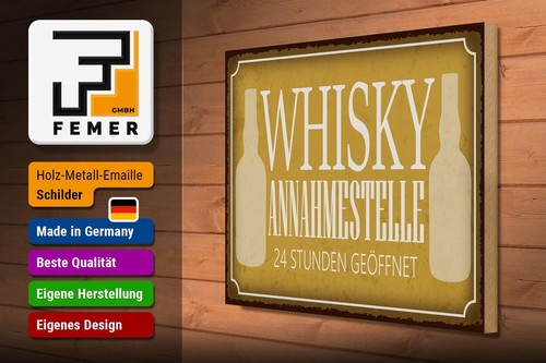 Holzschild Spruch 40x30 cm Whisky Annahmestelle 24 Stunden Schild wooden sign - Picture 3 of 5