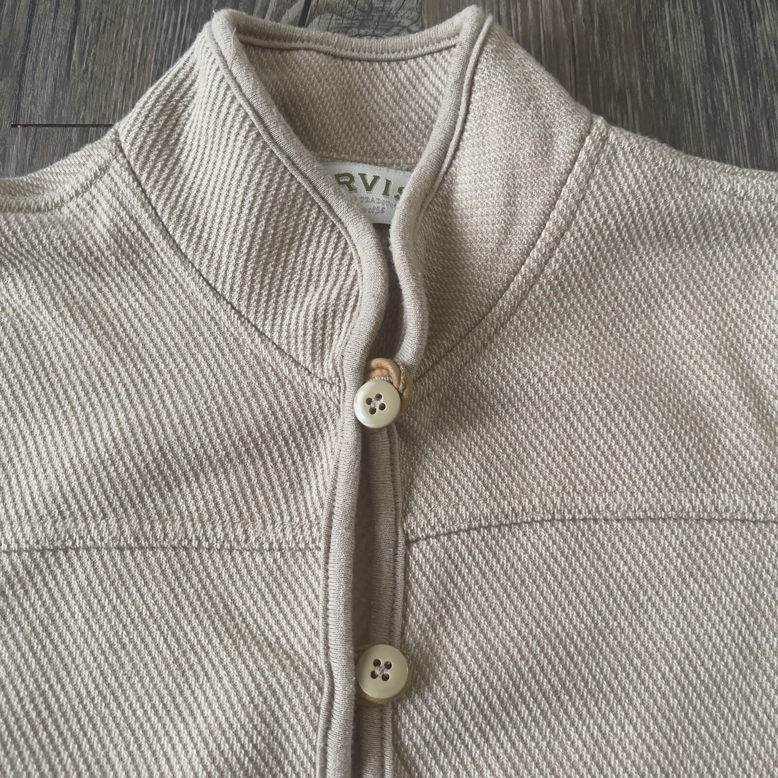 Orvis Leather Trim Button Down Jacket Sweater Lea… - image 3