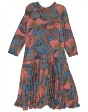 VINTAGE Womens Long Sleeve Maxi Dress UK 14 Large Multicoloured Geometric DP19