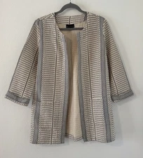 Collection by Bobeau Abel Woven Long Open Blazer Lagenlook Artsy Office Size Med