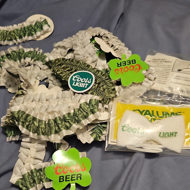 Coors St. Patrick’s Day Breweriana Wearables Set - Garters & Bow Tie Lot 