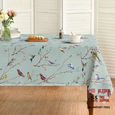Spring Tablecloth 60 60 Inch Square, Birds Branch 60" x 60" Square Green