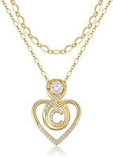 Heart Letter Necklaces for Women 14K Gold Plated Cubic Zirconia Heart...