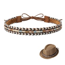 Cowboy Hat Band for Men : Brown Leather Hat Band with Western Belt Buckle, ...