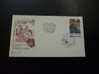 religion Saint Benedict patron of Europa FDC San Marino 1980