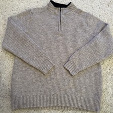 Pendleton Men  s Quarter Zip Sweater Size Large Knit Beige Classic SEE PICTURES 
