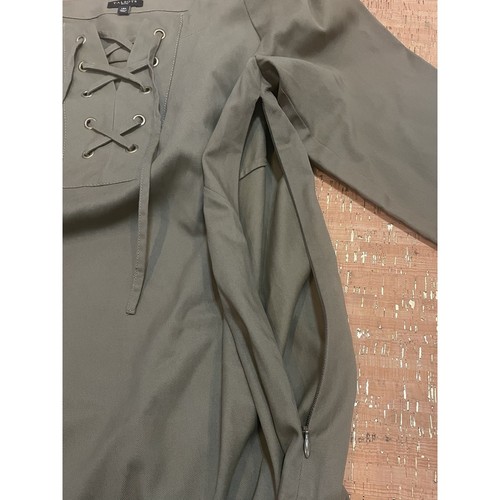 Petite robe Henley à lacets naturelle vert olive Talbots taille 14 manches 3/4 - Photo 7/9