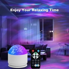 7 Color Star Projector Light with Music Rhythm, Ocean Wave  3D Water Ripple Eff
