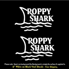 Poppy Shark 6" Vinyl Decal Car Truck Window Door Laptop Tablet Any Flat Surface