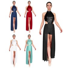 Womens Bodysuit Ballet Dance Dress Party Dancewear Prom Short Bottom Costumes