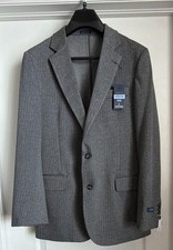 Stafford Classic Fit Stretch Herringbone Sport Coat Blazer Charcoal Gray 42R