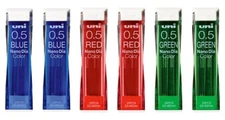 Uni NanoDia 0.5mm Mechanical Pencil Leads 3 Color Set Pack of 6 120 Leads