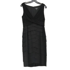 Adrianna Papell V-neck Sleeveless Tiered Party Cocktail Knee Length Midi Dress 8