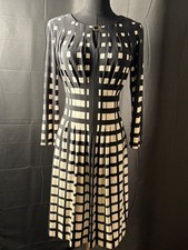 TAHARI BLACK AND WHITE DESIGNER STRETCH WOMENS DRESS SIZE 2