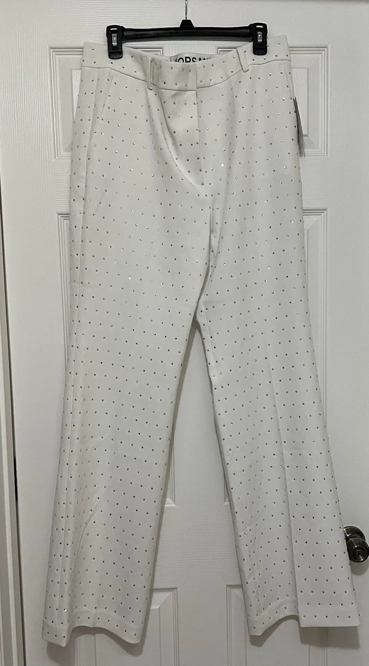 Pantalón Michael Kors Pierna Ancha Cristal Tachonado Elástico Crepé Corte Bota Nuevo con Etiquetas Talla 14 Foto 4 de 4