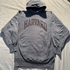 Vintage 1980  s Champion Reverse Weave Hoodie Harvard Ivy Leauge Gray Sz L 23x29