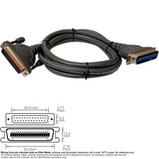 Cable Parallel Printer Centronics 36-Pin Male D-Sub DB25 25-Pin 6FT IEEE 1284