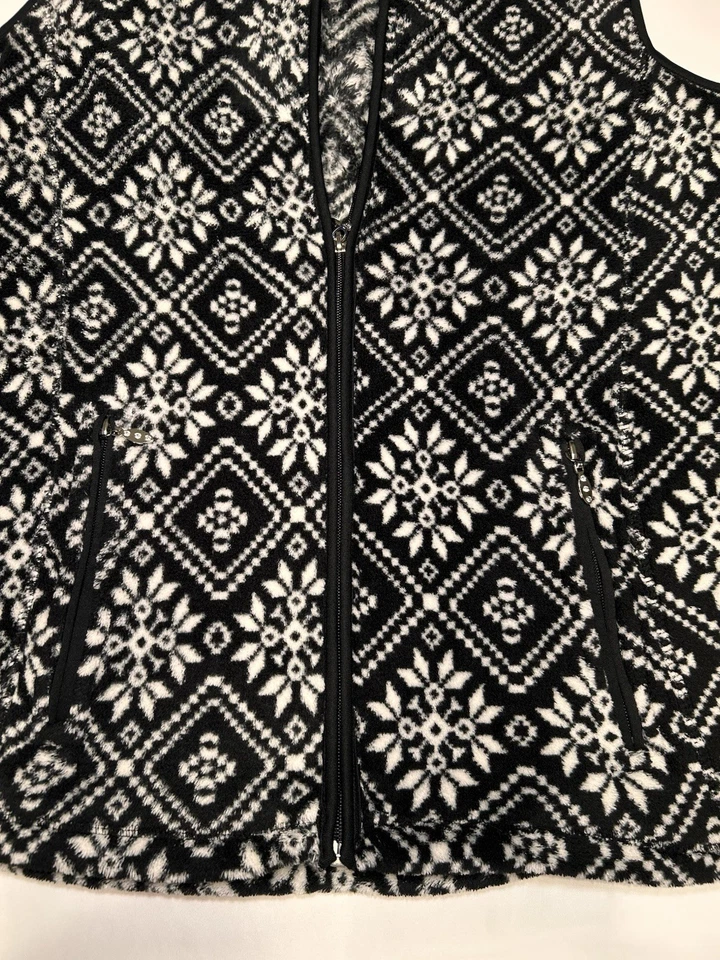 Colete de lavanderia francês 1X preto branco diamante bolsos com zíper lã macia zíper completo  - Imagem 4 de 4