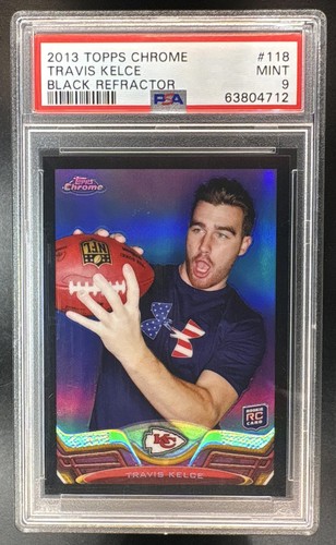 2013 Topps Chrome Travis Kelce #118 Rookie RC Black Refractor /299 PSA 9