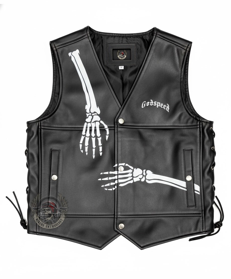 ROD GODSPEED BIKER BLACK LEATHER VEST