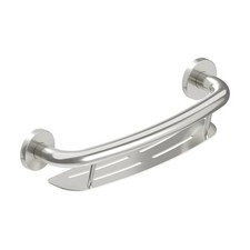 HEALTHCRAFT Plus Shampoo Shelf Grab Bar 16" - Brushed Stainless, 500 Lbs