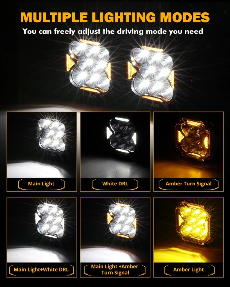 2x AUXBEAM 4" Spot LED Pods Luces de Conducción Barra y Cubiertas Ámbar para Yamaha Virago Foto 3 de 4