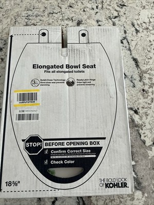 Kohler 4636-RL-0 Quiet Close Elongated Toilet Seat 18 5/8 x14 3/16 White NEW