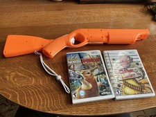 Wii Shotgun And Two Wii Games -Chicken Blaster, And North American Hunt