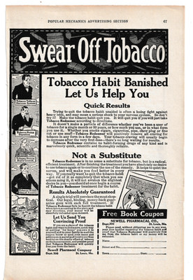 NEWELL PHARMACAL CO. SWEAR OFF TOBACCO REDEEMER Booklet Quick Results 1922 Ad